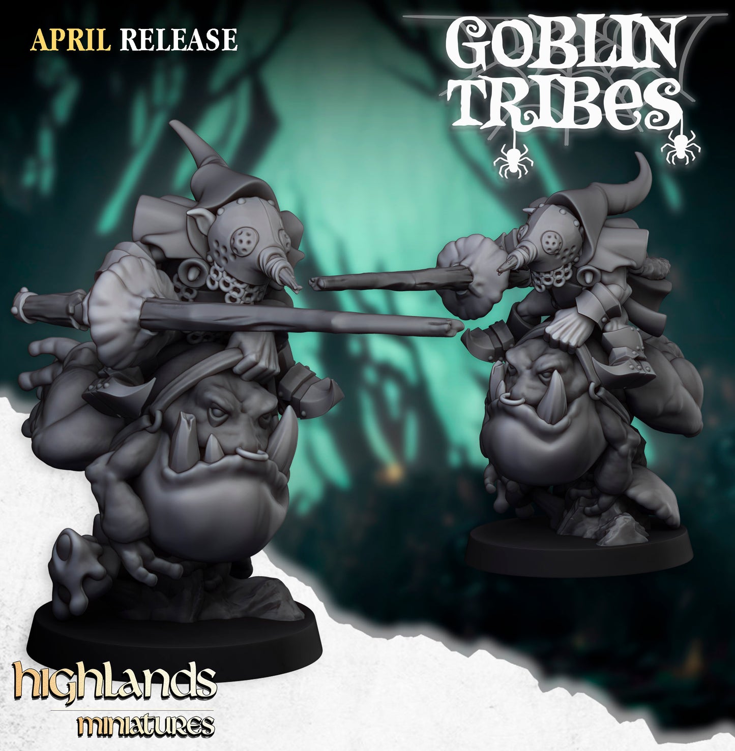 Swamp Goblin Frog Riders with Sticks [5 Models]